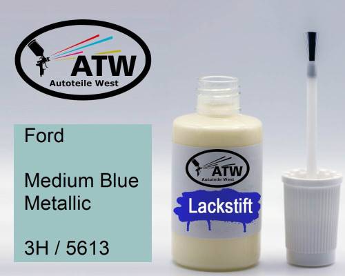 Ford, Medium Blue Metallic, 3H / 5613: 20ml Lackstift, von ATW Autoteile West.